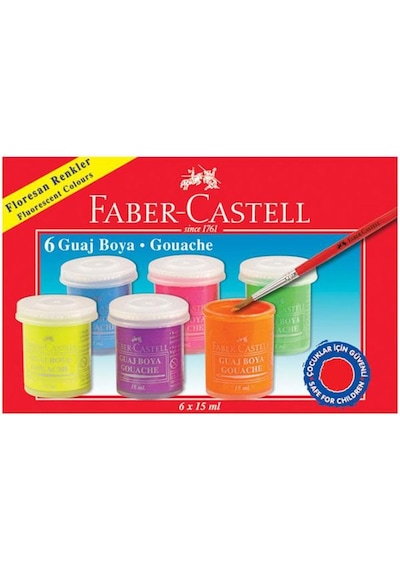 Faber Castell - 6'Lı Guaj Boya 15 Ml Çok Renkli
