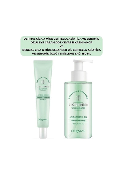 Dermal Cica X Mide Centella Asiatica Özlü Göz Çevresi Kremi 40 ML +  Yüz Temizleme Yağı 150 ML