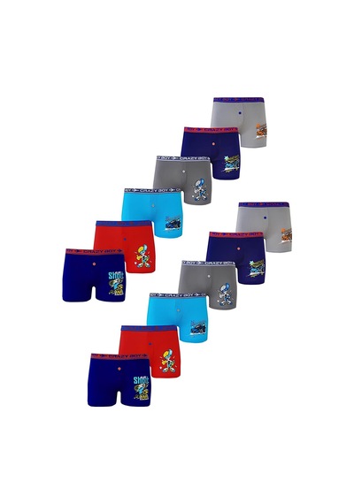 Tutku Dode Flora 0253 Erkek Çocuk Karışık Desenli Ekonomik 12 Li Paçalı Boxer Desenli