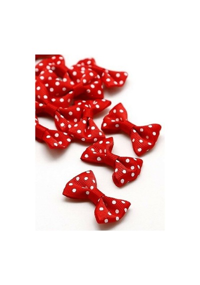 Kırmızı Beyaz Puantiyeli Fiyonk Süsleme Malzemesi 3 cm (50 Adet)