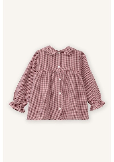 Defacto Bebe Yaka Pötikareli Poplin Uzun Kollu Gömlek Kız Bebek G8135a526spbr229 Bordo-br229