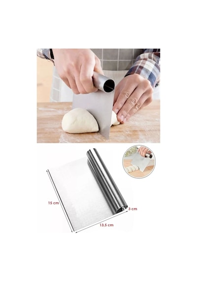 2li Set Hamur Şekillendirici Eğik Pasta Spatulası +metal Hamur Kesici Kazıyıcı Spatula Renkli