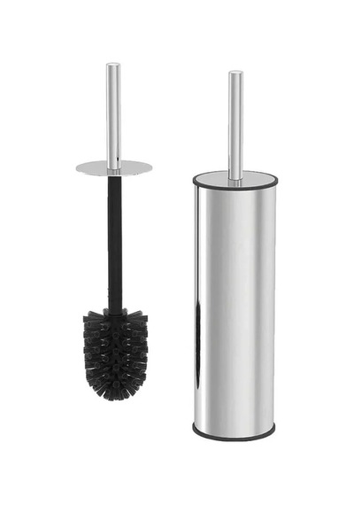Krom Kaplama Metal Wc Fırçası Açık Ahşap