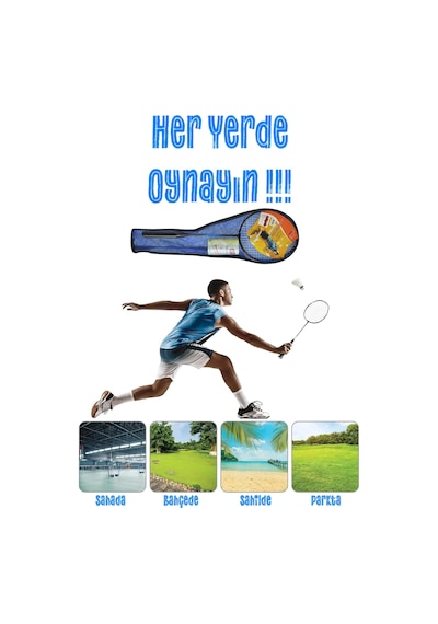 11 Parça Çantalı Set Badminton Raketi Seti 2 Raket + 8 Top + Çanta Amatör Çocuk-genç Raket Top Seti