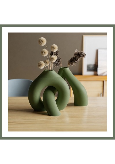 Bezos 3d Baskı Interlocking Vazo - İç İçe Geçen Dekoratif Vazo-yeşil Bezos1