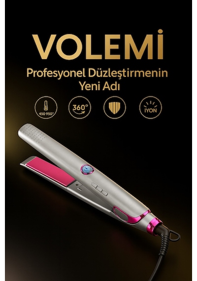 Volemi Vm-004 Profesyonel Seramik Plakalı Saç Düzleştirici Hızlı Isınma Dijital Led Ekran