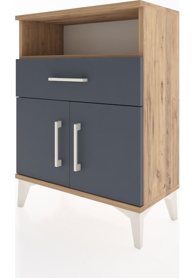 Arges Komodin Tek Raflı 2 Çekmeceli 2 Kapaklı 60x30x80 Çam-an... Çam