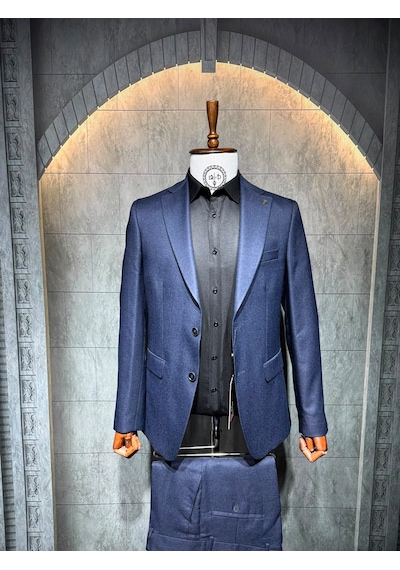 Dupont Classics Dupont Slim Fit Mono Yaka 6 Drop Yarım Astar Çift Yırtmaç 2'li Takım Elbise Lacivert Dupont Classics Dupont Slim Fit Mono Yaka 6 Drop Yarım Astar Çift Yırtmaç 2'li Takım Elbise Lacivert