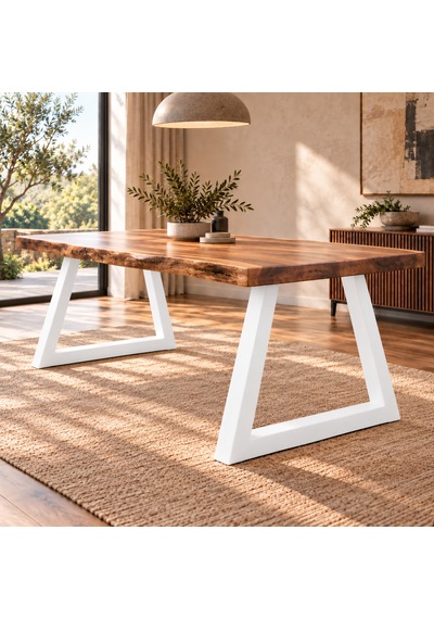 Evkolleksiyon Ters Trapez Metal Masa Ayağı 2 Li Takım 72x72 Cm 60x60 Çelik Profil Beyaz