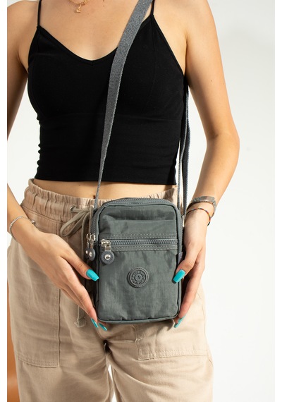 Nemo Bags Gri Unisex Telefonluk, Cüzdan, Kartlık, Çapraz Askılı Omuz Çantası, 18x13cm Gri