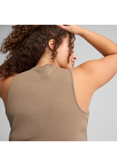 Puma Wardrobe Ess Kadın Nervürlü Crop Üst 629765 93 Kahverengi