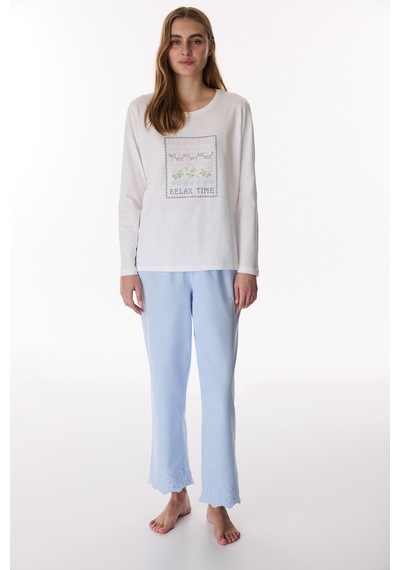 Penti Mavi Relax Time Pamuklu Pantolon Pijama Altı