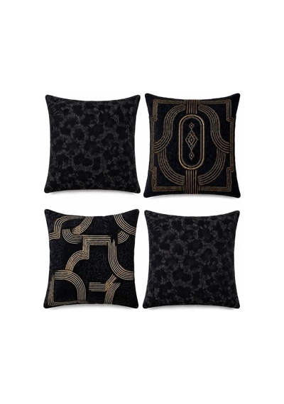 Black Jag Serisi 4'lü Kırlent Kılıfı Seti Twill Kumaş Gizli Fermuar 43x43 Cm Siyah - 916478677 Siyah