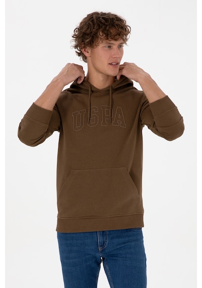 U.S. Polo Assn. Erkek Regular Fit Kapüşonlu Haki Basic Sweatshirt 50315663-VR027