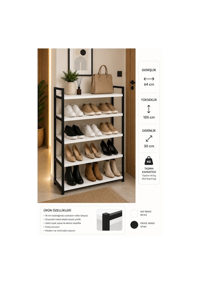4 Katlı Metal Profilli Ayakkabılık 16 Çift Kapasiteli Beyaz Raflı Çok Amaçlı Düzenleyici 70x30x105 Cm 4 Katlı Metal Profilli Ayakkabılık 16 Çift Kapasiteli Beyaz Raflı Çok Amaçlı Düzenleyici 70x30x105 Cm