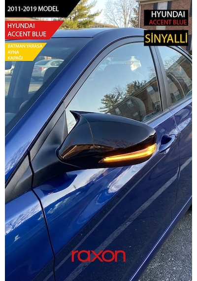 Hyundaı Accent Blue Sinyalli 2011-2019 Batman & Yarasa Ayna Kapağı Parlak Piano Black Sport