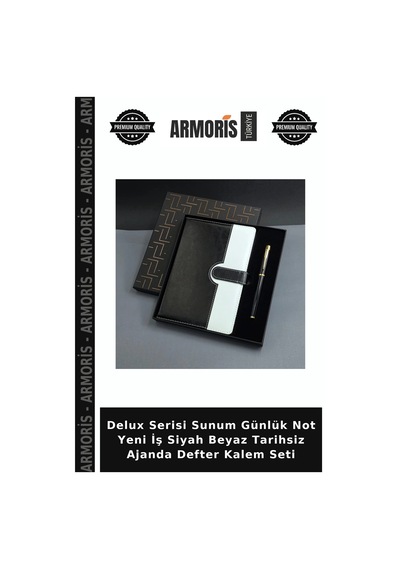 Delux Serisi Sunum Günlük Not Yeni İş Siyah Beyaz Tarihsiz Ajanda Defter Kalem Seti Çok Renkli