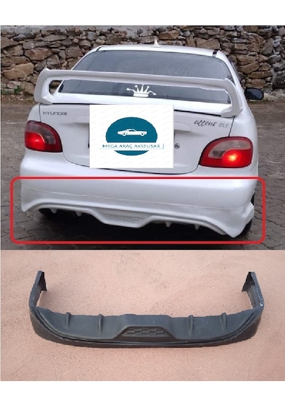 Hyundai Accent Yumurta Kasa Arka Tampon Eki 1995&2000 Boyasız Ham Siyah Fiberclass