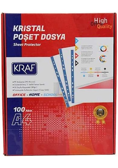 Kraf Poşet Dosya A4 Kristal 100 Lü 1001 N11.240