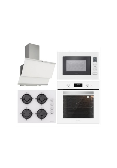 Silverline BO6502W02 - CS5349W01 - 3420 Classy 60 - MW9018W01 Beyaz Cam Ankastre Set