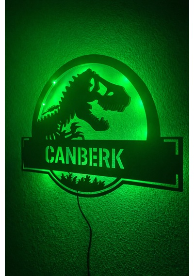 Dinozor Işıklı Led Pano - Kişiye Özel Çocuk Odası Lamba Çok Renkli