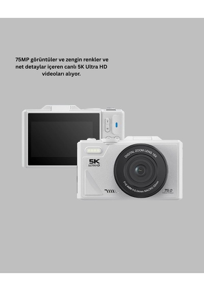 Kompakt Dijital Fotoğraf Makinesi Beyaz 18x Dijital Zoom Destekli Çok Renkli