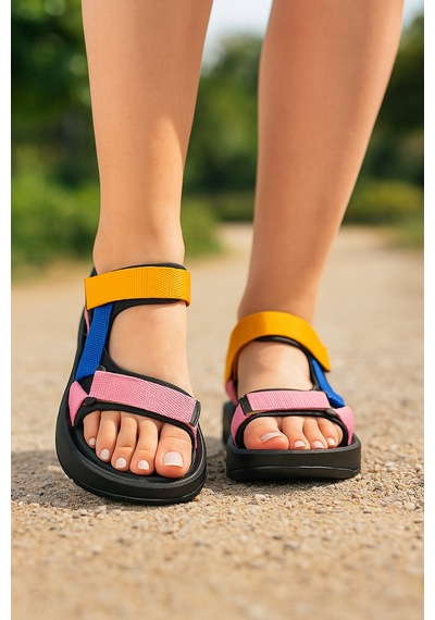 Kadın Sandalet N-step Turuncu Mavi Pembe Cırtlı Kalın Taban Plaj Yürüyüş Outdoor Trekking 411 Karışık Kadın Sandalet N-step Turuncu Mavi Pembe Cırtlı Kalın Taban Plaj Yürüyüş Outdoor Trekking 411 Karışık