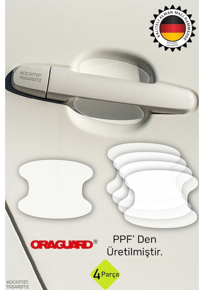 Araba Kapı Kolu İçi Koruyucu Ppf Film 4 Parça Alman Malı Parlak Şeffaf Boya Çizik Önleyici Tırnak Koruma Sticker 4 Adet
