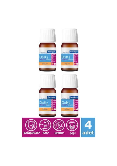 Sorvagen Vitamin D3K2 Damla 20 Ml (1000 IU) - 4 Adet