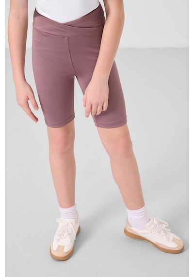 Tommylife Beyaz-gül Kurusu V Yaka Kemer Detaylı Standart Fit Performans Kız Çocuk Tayt Takım - 75187 Beyaz