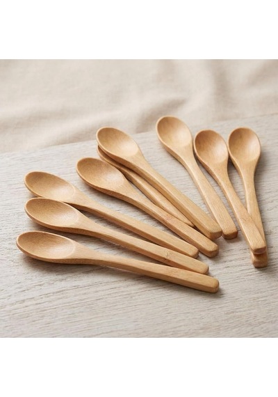 12'li Bambu Mini Kaşık Seti 13 Cm, Baharat, Bal, Reçel, Kahve Ve Servis Kaşığı, Küçük Kavanozlar İçin Doğal