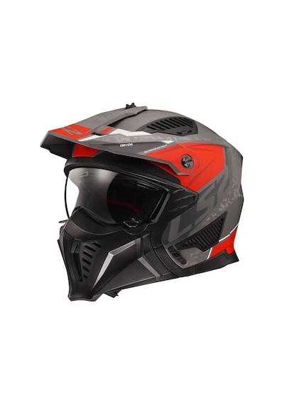 Ls2 Drifter Devor Kask Mat Gri-titanyum-kırmızı Mat Gri - Titanyum