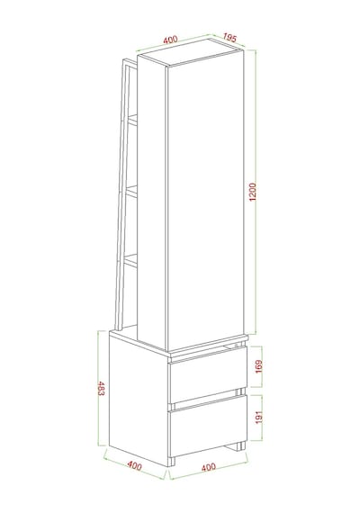 Armony 3 Raflı,aynalı, Çekmeceli,otuma Alanlı,takı Ve Aksesuar Dolabı,çok Amaçlı Dolap, Atlantik Çam