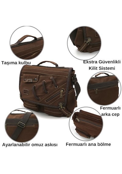 Cappadocia Vintage 4017 Kahverengi 14" Laptop Pamuk Gabardin Postacı Okul Çantası Unisex Kilitli Çok Cepli Omuz Askılı Kahverengi Cappadocia Vintage 4017 Kahverengi 14" Laptop Pamuk Gabardin Postacı Okul Çantası Unisex Kilitli Çok Cepli Omuz Askılı Kahverengi
