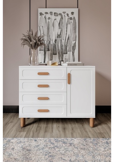 Flora Bohem Serisi 4 Çekmeceli 1 Kapaklı Şifonyer Modern Tasarım Mdf Mebran Kapak Beyaz 95x90 Beyaz - Altın Flora Bohem Serisi 4 Çekmeceli 1 Kapaklı Şifonyer Modern Tasarım Mdf Mebran Kapak Beyaz 95x90 Beyaz - Altın