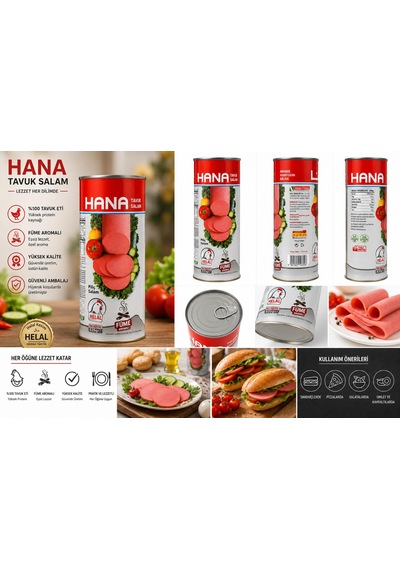 Hana Chicken Luncheon Meat Smoke Flavor 835 G Füme Tavuk Salam