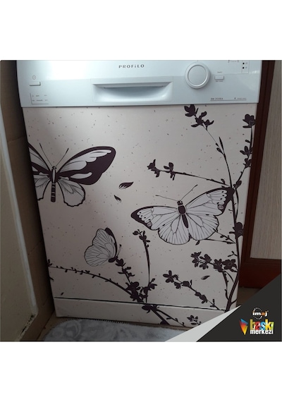 Buzdolabı Ve Bulaşık Makinesi Kapak Sticker Folyo Kaplama Kelebek (313365312)