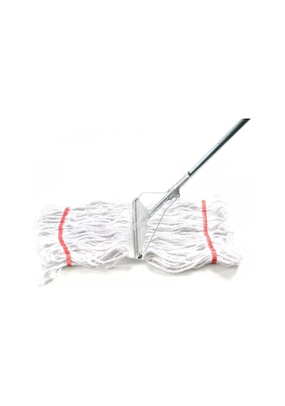 Cod-Ex Geniş Yedek Islak Mop Paspas Başlığı Püskül Pamuklu Beyaz 5’li 500 G 25 CM