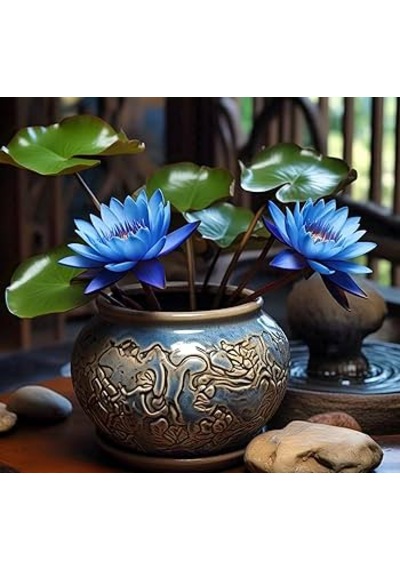 5 Adet Tohum Nadir Organik Mavi Kutsal Asya Lotus Çiçeği Su Zamba