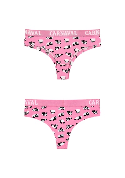 Carnaval Socks Panda Desenli Kadın Brazilian Külot Pamuklu Likralı Pembe Çok Renkli