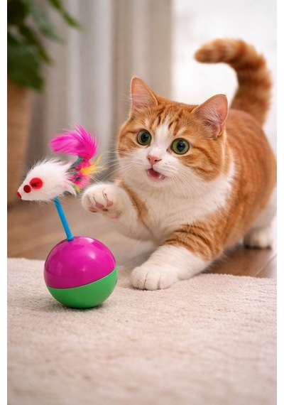 Kedi Oyun Topu Hacı Yatmaz Fareli Oyuncak, Kedi Oyuncağı