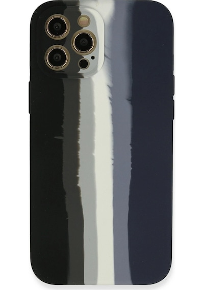 Newface - 438 - iPhone Uyumlu 12 Pro Kılıf Ebruli Lansman Silikon - Csmo-tex - - Siyah-lacivert