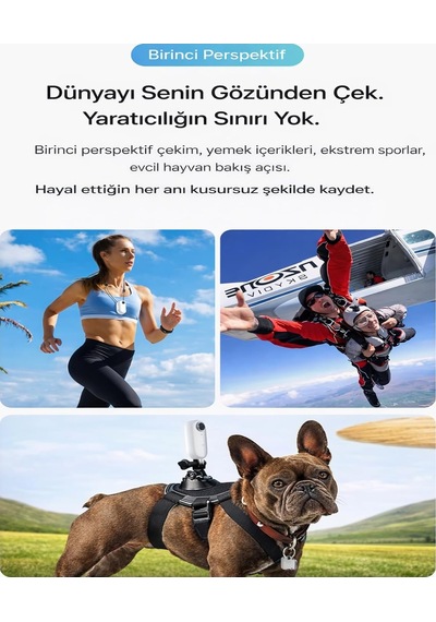 Wifi Spor Kamera 1080p Full Hd, 30m Su Geçirmez Kılıf, 120 Geniş Açı Lens, Manyetik Mini Aksiyon Kamera, Type-c, Siyah, 63x28x18 Mm