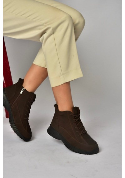 Fox Shoes Z555663401 Kahverengi Hakiki Deri Nubuk Kadın Bot