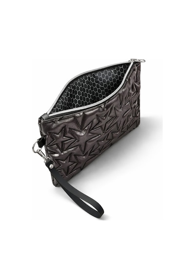 Adelina Bags Yıldız Nakış İşlemeli Portföy El Çantası Bilek Askılı Saten Astarlı Clutch Çanta Platin