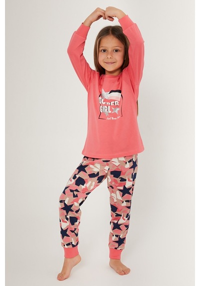 Rolypoly Super Girl Find Your Magic Pembe Kız Çocuk Uzun Kol Pijama Takım Pembe