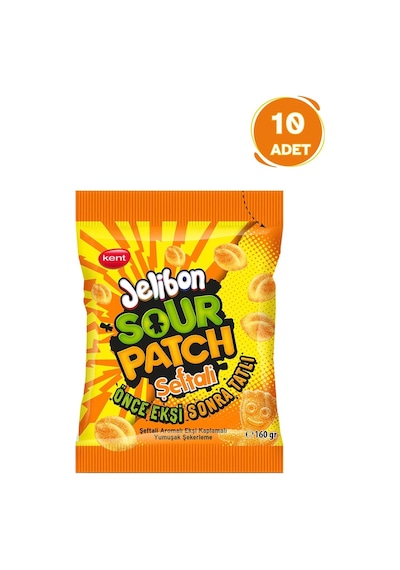 Kent Jelibon Sour Patch Şeftali Aromalı Yumuşak Şekerleme 10 x 160 G