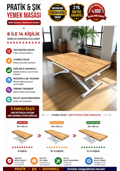 Yan Baştan Açılır Akıllı Masa Üst Tabla Mdf Yüksekliği Ayarlanabilir Pratik Atlantik - Çam Yan Baştan Açılır Akıllı Masa Üst Tabla Mdf Yüksekliği Ayarlanabilir Pratik Atlantik - Çam