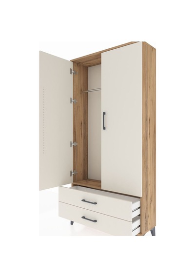 Arges Dolap Tek Raflı 2 Çekmeceli Tek Askılı 88x30x182 Çam-ay... Çam