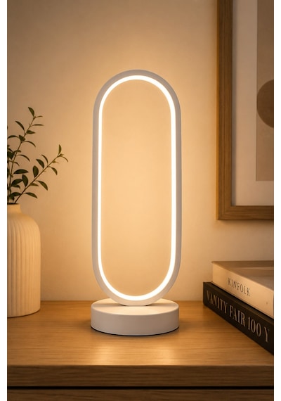 Zzez Beyaz Renk Gün Işığı Led Işıklı Modern Tasarım Led Masa Lambası - Abajur - Gece Lambası